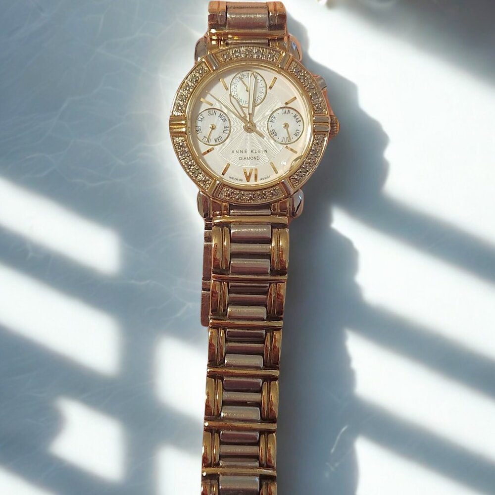 Anne Klein Women’s Diamond Multi-function Gold Wa… - image 1